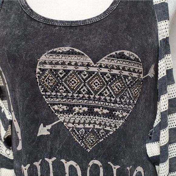 T-PARTY Stone Wash Black Bling I Love  Cowboys Striped Eyelet Mini Dress/Top Set - Picture 4 of 16